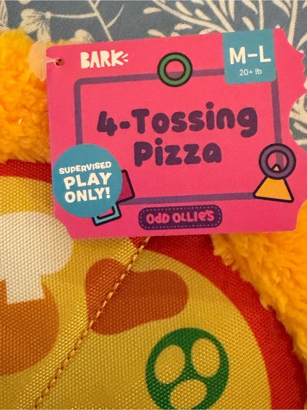 Barkbox Plush Tossing Pizza Toy - Yellow & Red